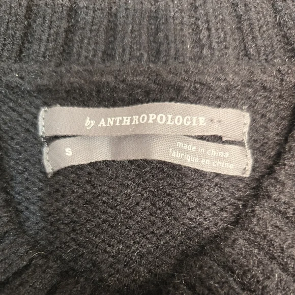 Anthropologie Knit Sweater Black Pullover Size Small Cutout Off The Shoulder - Picture 3 of 10